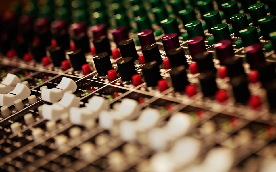 Mix board with buttons and faders